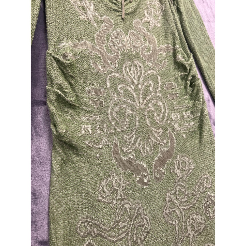 House of Sunny Law of Attraction Green Floral Jacquard Knit Midi Dress US 8 - Picture 4 of 14